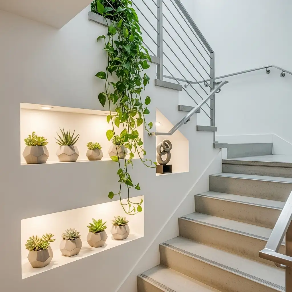 basement stair Integrated Plant Ledges