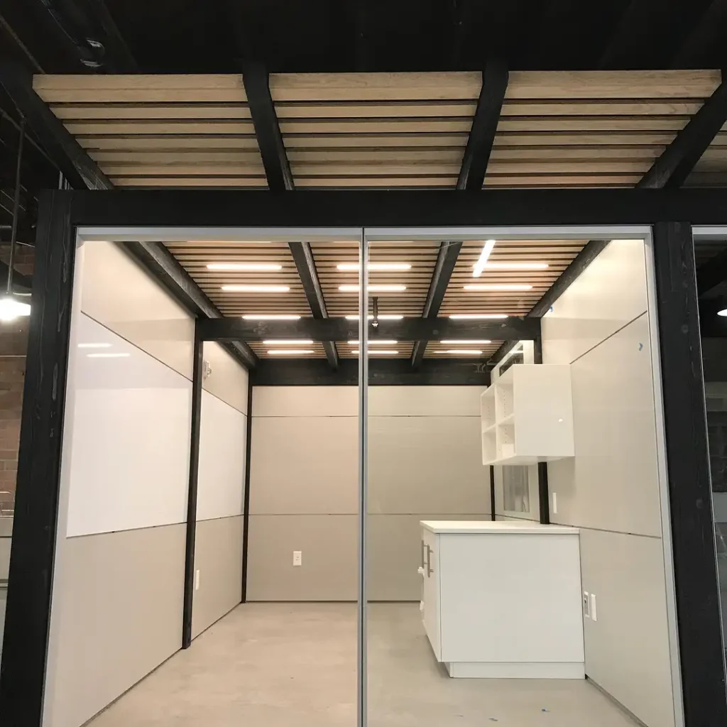 Grid of Slats with Integrated Lighting