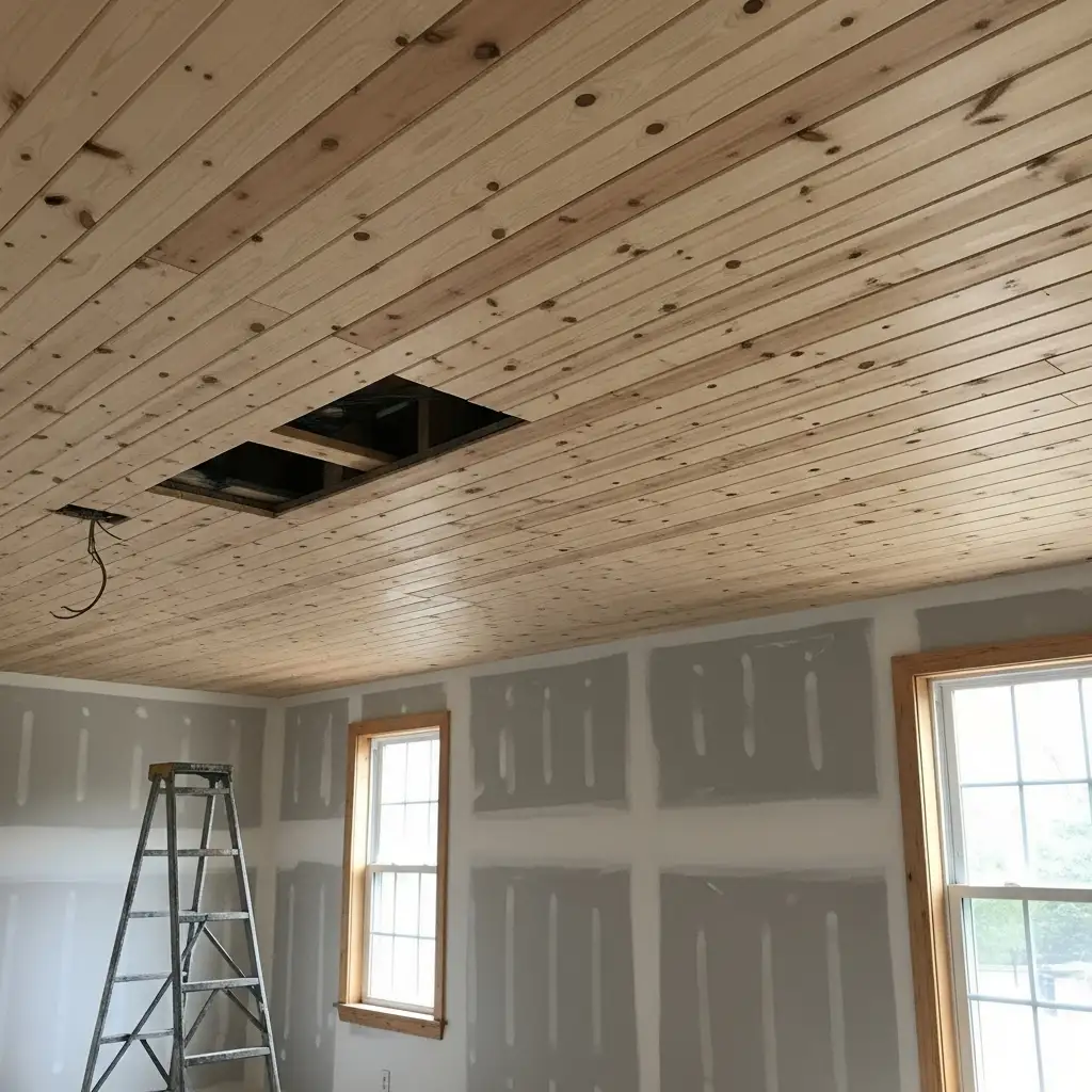 wood ceiling Work with Existing Ceilings