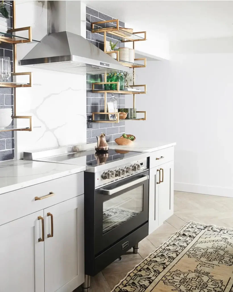 basement kitchen Open Shelving Display