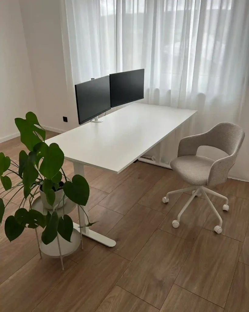 cubicle desk for office with greenery