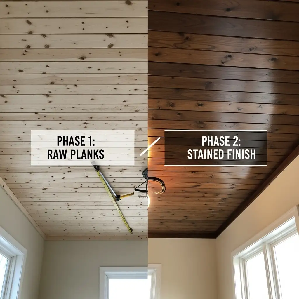 wood ceiling Finish in Phases