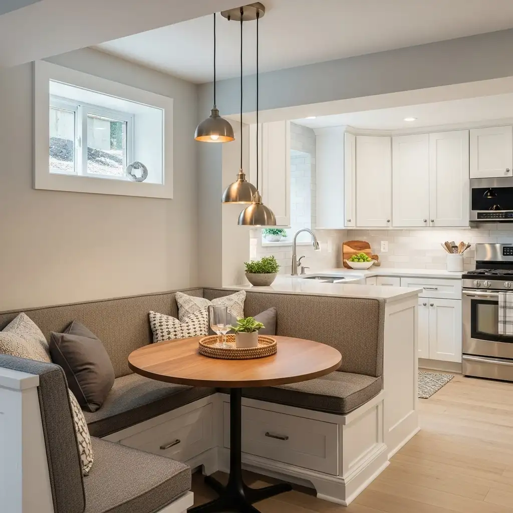 basement kitchen Breakfast Nook Integration