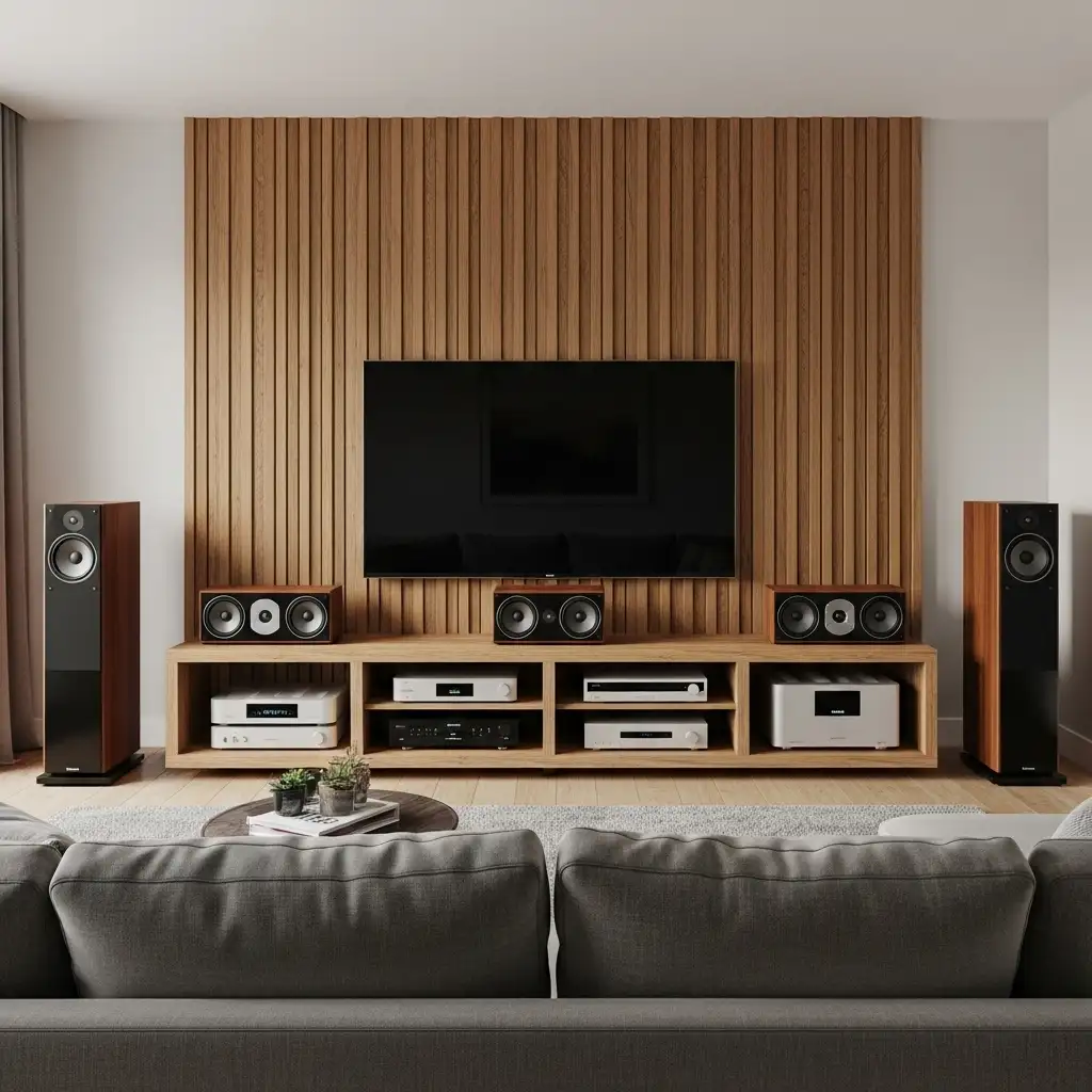 Adds Warmth to Tech-Heavy Spaces wood wall