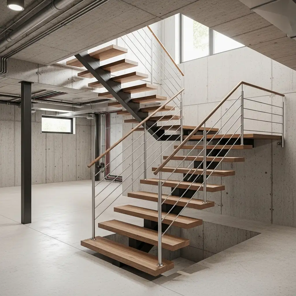 basement stairwell Open Risers